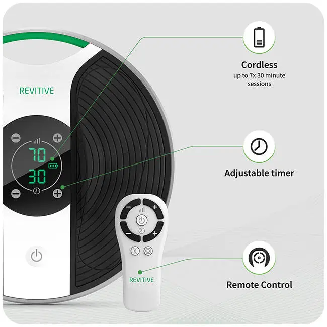 Image of medic showing benefits, cordless, adjustable timer and remote control